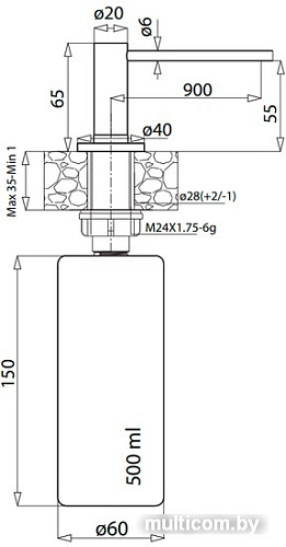 Дозатор для жидкого мыла Aquasanita DS-601 (черный металлик)