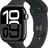 Умные часы Apple Watch Series 10 46 мм (алюминиевый корпус, черный/черный, спортивный силиконовый ремешок M/L)