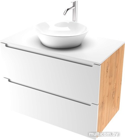 ЗОВ Тумба под умывальник со столешницей Эридан 100 (белый мат/дуб)