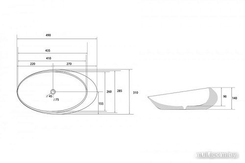 Умывальник Abber Bequem AC2107MG (серый матовый)