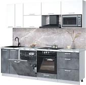 Готовая кухня Интерлиния Мила Лайт 2.4-ПМ2 (белый платинум/бетон портленд/белый гранит)