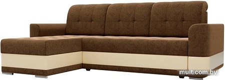 Угловой диван Mebelico Честер 61117 (левый, вельвет коричневый/экокожа бежевый)