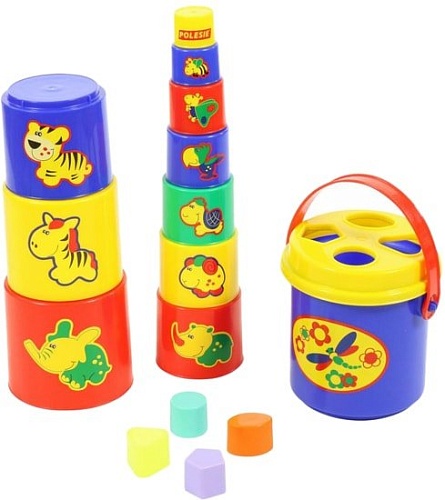 Пирамидка Полесье Занимательная пирамидка 3 (16 элементов, в сеточке)