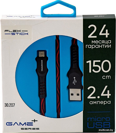 Кабель Atomic Flexstick Game+ 30.207 USB Type-A - microUSB (1.5 м, черный/красный)