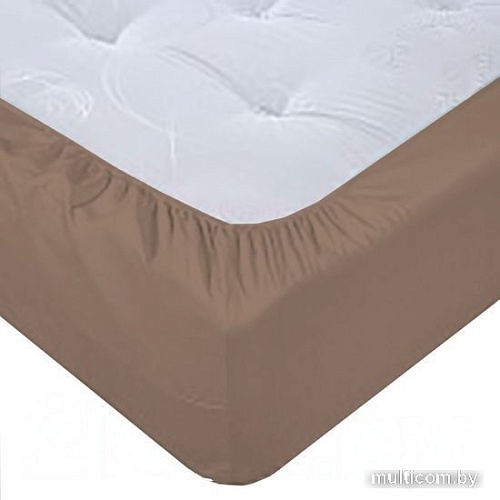 Постельное белье Luxsonia Поплин на резинке 160x200 Мр0040-18 (мокко)