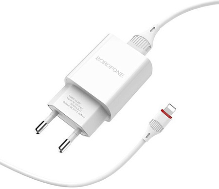 Сетевое зарядное Borofone BA20A Lightning (белый)