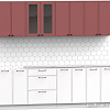 Готовая кухня Интермебель Лион-18 2.4м без столешницы (красная глазурь софт/белый софт)