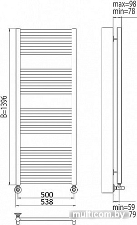 Полотенцесушитель TERMINUS Альба П22 (538x1396)