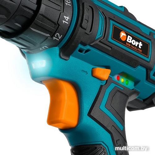 Дрель-шуруповерт Bort BAB-16X2LI-FDK 93413533 (с 2-мя АКБ, кейс)