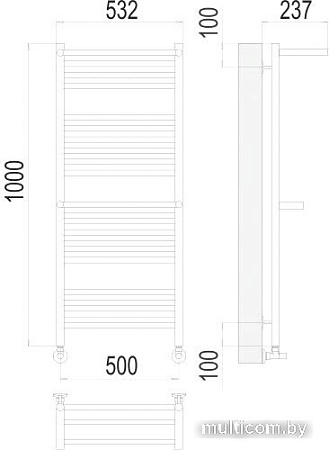 Полотенцесушитель TERMINUS Аврора П20 500x1000 с 2 полками нп