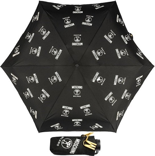 Зонт Moschino 8560-SuperminiA Logo Allover Black
