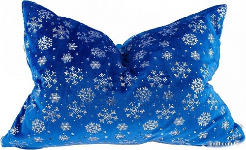 Декоративная подушка Домашняя Мода Новогодний принт (50х35, синий)
