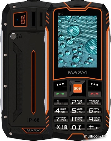 Телефон Maxvi R10 (черный/оранжевый)