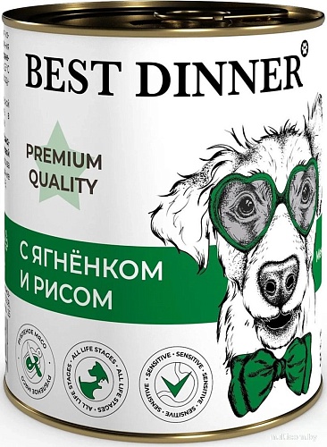 Консервированный корм для собак Best Dinner Premium Меню №5 с ягненком и рисом (340 г)