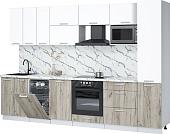 Готовая кухня Интерлиния Мила Лайт 3.1-ПМ4 (белый платинум/дуб серый/белый гранит)