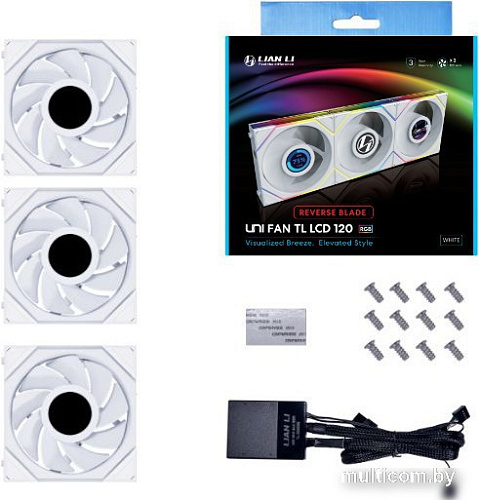 Набор вентиляторов Lian Li Uni Fan TL LCD 120 Reverse Triple Pack G99.12RTLLCD3W.R0