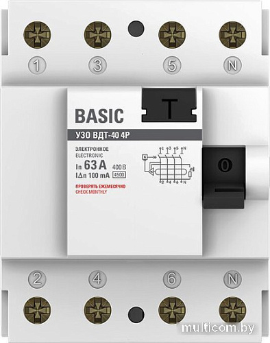 Устройство защитного отключения EKF Basic elcb-4-63-100e-sim