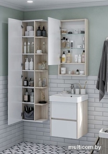 Акватон Шкаф с зеркалом Сканди 55 1A252102SDZ90 (белый/дуб рустикальный)