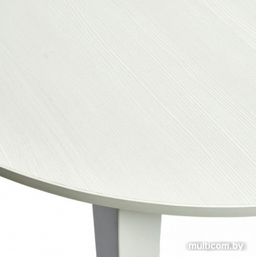 Обеденный стол Рамзес Круглый раскладной (белый текстурный, ноги квадро)