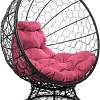 Кресло M-Group Кокос на подставке 11590408 (черный ротанг/розовая подушка)