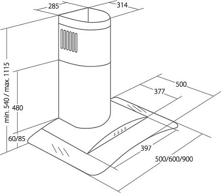 Кухонная вытяжка Akpo Largo 60 WK-4 (нержавеющая сталь)