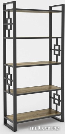 Стеллаж Hype Mebel Квадро 80x170 (черный/дуб галифакс олово)