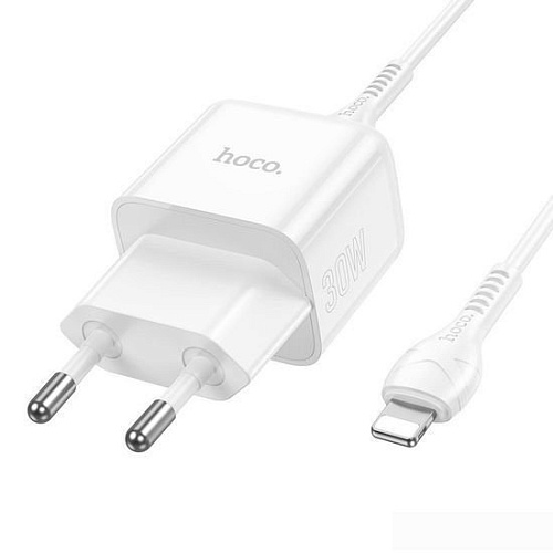 Сетевое зарядное Hoco N32 Lightning (белый)