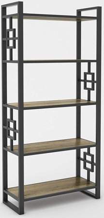 Стеллаж Hype Mebel Квадро 50x200 (черный/дуб галифакс олово)