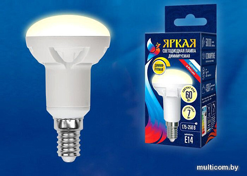 Светодиодная лампочка Uniel LED-R50 7W/3000K/E14/FR/DIM PLP01WH UL-00004710