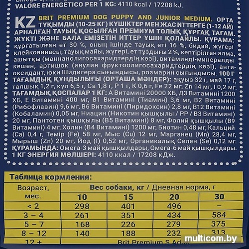 Сухой корм для собак Brit Premium Dog Puppy and Junior Medium курица 3 кг