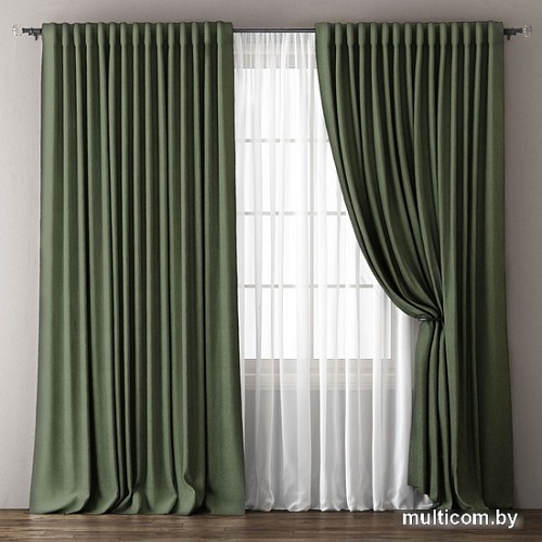 Комплект штор и гардин Pasionaria Омма 340x230 (3 шт, зеленый)