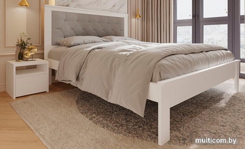 Кровать Bama Георг (180x200, белый/экокожа)