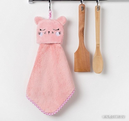 Полотенце Доляна Кошка 3751983 (розовый)