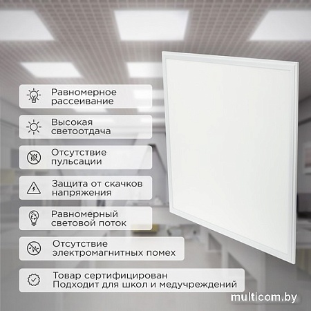 Светодиодная панель Rexant ГОСТ! ультратонкая светодиодная 9мм ОПАЛ 48Вт 165-265В IP20 4100Лм 6500K холодный свет 606-007 (без драйвера)