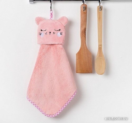 Полотенце Доляна Кошка 3751983 (розовый)