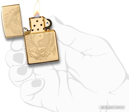 Зажигалка Zippo High Polish Brass Tiger and Dragon Design 49024