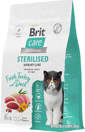 Сухой корм для кошек Brit Superpremium Sterilised с индейкой и уткой для стерилизованных (профилактика МКБ) 400 г