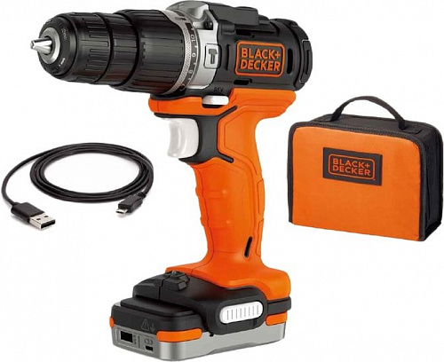 Дрель-шуруповерт Black & Decker BDCHD12S1 (с 1-им АКБ, USB)