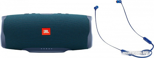 Беспроводная колонка JBL Charge 4 (синий) + T110BT (синий)