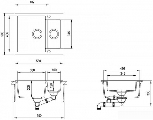 Кухонная мойка Aquasanita Tesa SQT150AW (ora 112)