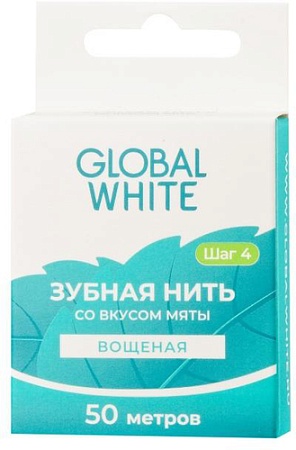 Зубная нить Global White Со вкусом мяты 50 м