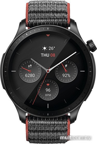 Умные часы Amazfit GTR 4 (черный, с черным нейлоновым ремешком)