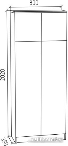 Шкаф распашной МДК ПРШ1 2-х створчатый 2020x800x400 (цемент светлый)