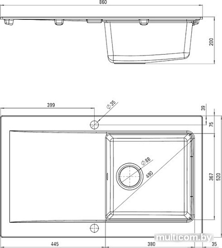 Кухонная мойка Deante Modern ZQM G113 (графитовый металлик)