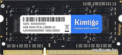 Оперативная память Kimtigo 4ГБ DDR3 SODIMM 1600 МГц KT4GS3ED8