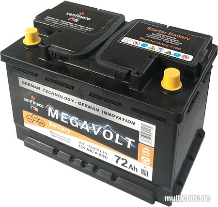 Автомобильный аккумулятор Megavolt 12V +R (72 А&middot;ч)