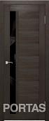 Межкомнатная дверь Portas S28 80x200 (орех шоколад, стекло lacobel черный лак)