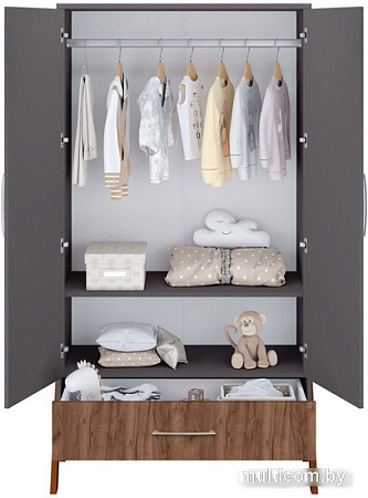 Шкаф распашной Polini Kids Porto 3100 0002573.164 (графит/дуб крафт)