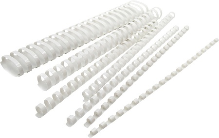 Пластиковая пружина для переплета Silwerhof d=6 мм 2-20 лист A4 белый (100 шт)