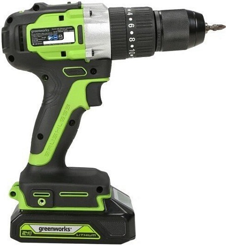 Ударная дрель-шуруповерт Greenworks GD24DD60 3704107CUC (с 2-мя АКБ)